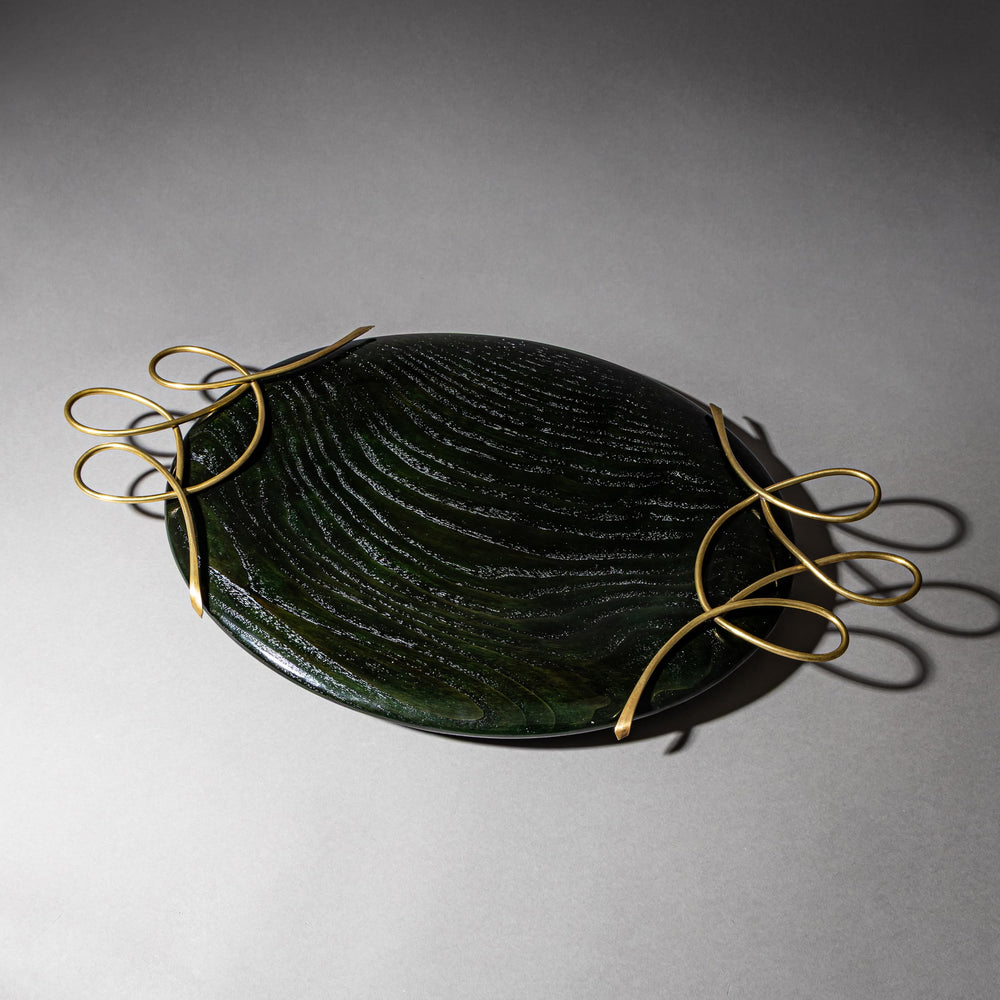 Centerpiece, Wood and Brass, Italy, Mid-20th Century