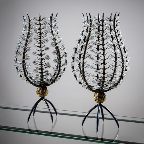 André Dubreuil (*1951), Pair of “Photophores” with Pearls, France, circa 1990