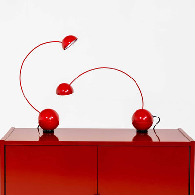 Red table lamps, attr. Valenti, Italy Mid 20th Century