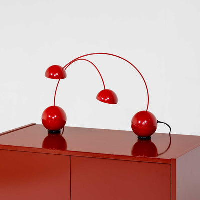 Red table lamps, attr. Valenti, Italy Mid 20th Century