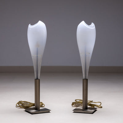 Small Murano glass table lamps by AV Mazzega, Italy 1960s