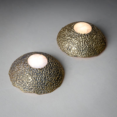 Pair of Brutalist Bronze Wall Lamps by Cierre Lampadari, Milan, 1960s/70s