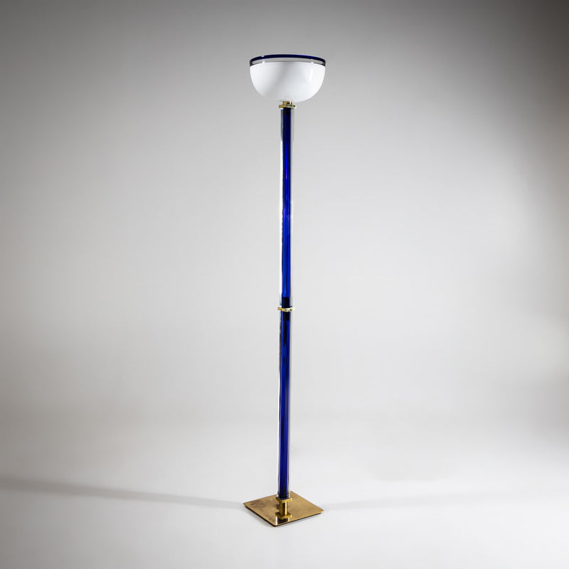 Blue Murano Glass Floor Lamp “Tolboi” by Venini, Italy, 1980s