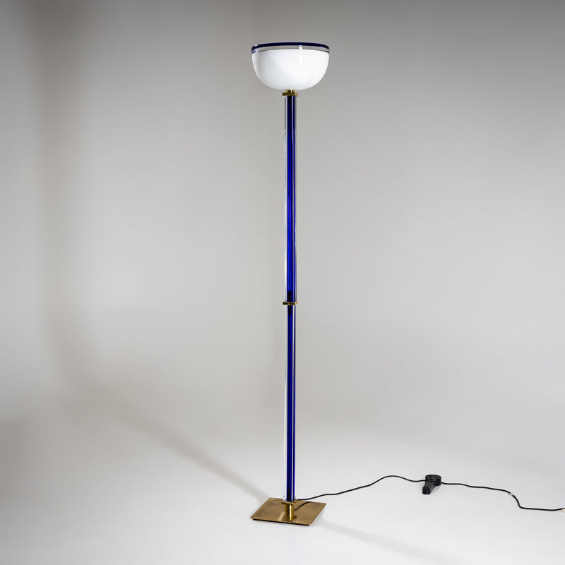 Blue Murano Glass Floor Lamp “Tolboi” by Venini, Italy, 1980s