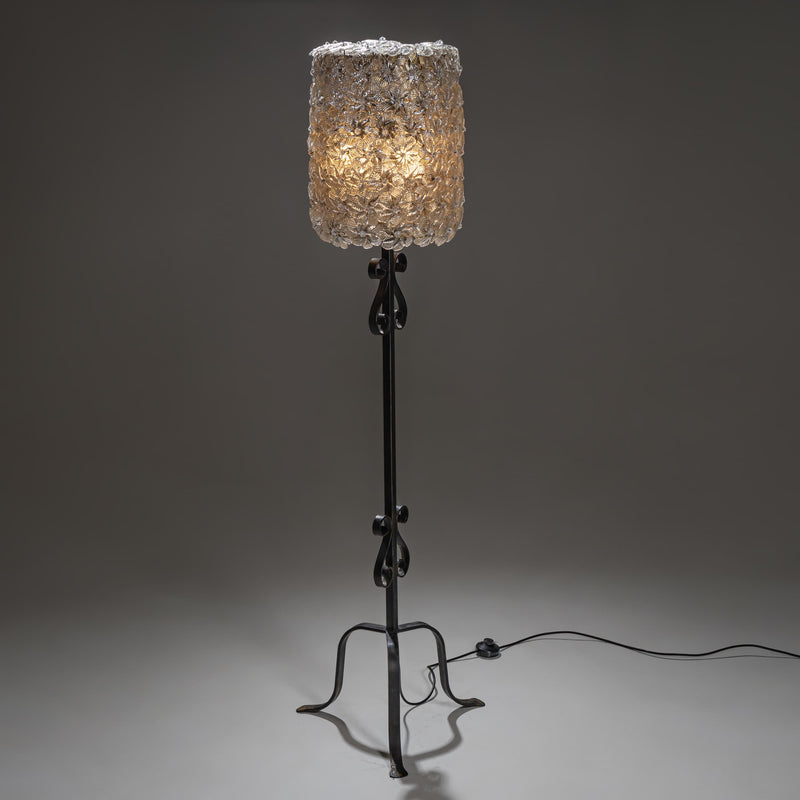 Murano Floor Lamp ‘Millefiori’ with Glass Flowers, attributed to Barovier & Toso, Italy, Mid-20th Century