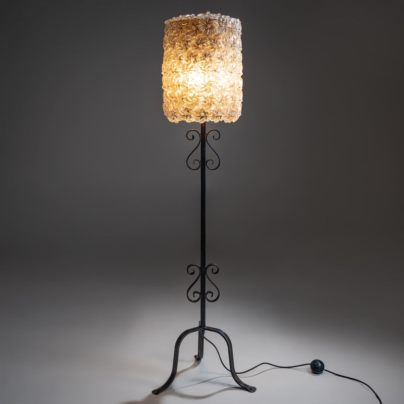 Murano Floor Lamp ‘Millefiori’ with Glass Flowers, attributed to Barovier & Toso, Italy, Mid-20th Century