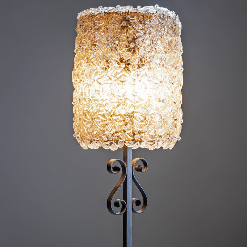 Murano Floor Lamp ‘Millefiori’ with Glass Flowers, attributed to Barovier & Toso, Italy, Mid-20th Century