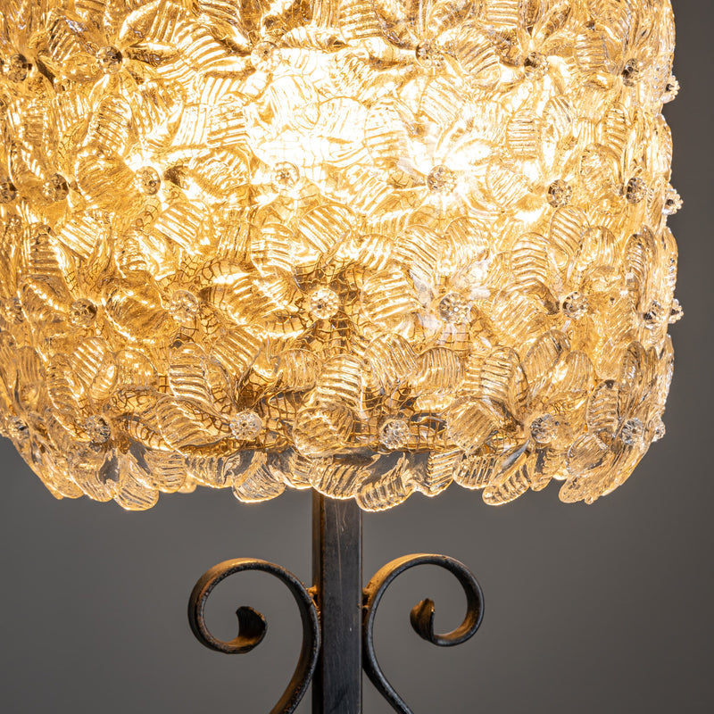 Murano Floor Lamp ‘Millefiori’ with Glass Flowers, attributed to Barovier & Toso, Italy, Mid-20th Century