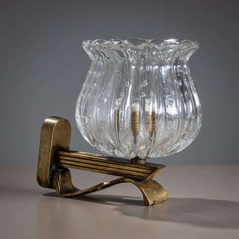 Pair of Wall Sconces, attributed to Barovier & Toso, Italy, Mid-20th Century