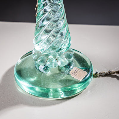 Pair of Small Table Lamps with Glass Base by Seguso Vetri d’Arte, Italy 1940s