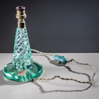 Pair of Small Table Lamps with Glass Base by Seguso Vetri d’Arte, Italy 1940s
