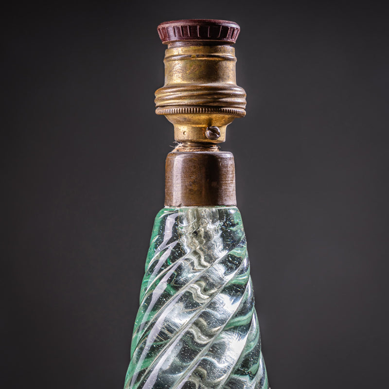 Pair of Small Table Lamps with Glass Base by Seguso Vetri d’Arte, Italy 1940s