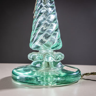 Pair of Small Table Lamps with Glass Base by Seguso Vetri d’Arte, Italy 1940s