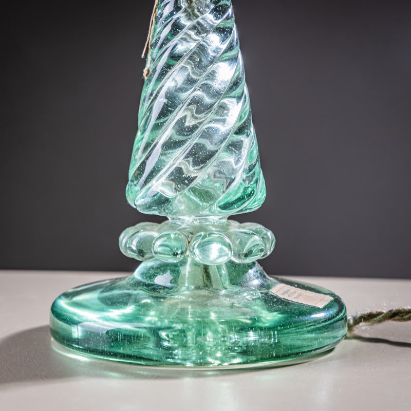 Pair of Small Table Lamps with Glass Base by Seguso Vetri d’Arte, Italy 1940s