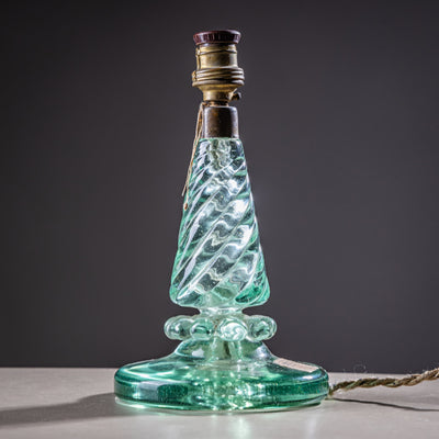 Pair of Small Table Lamps with Glass Base by Seguso Vetri d’Arte, Italy 1940s