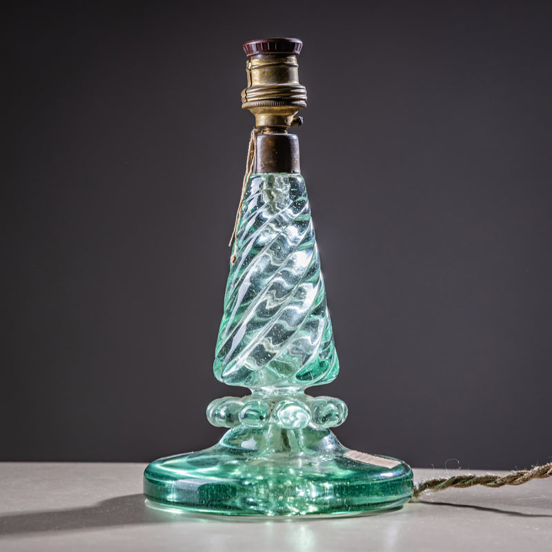 Pair of Small Table Lamps with Glass Base by Seguso Vetri d’Arte, Italy 1940s