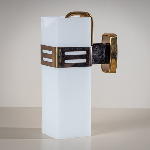 Set of Three Wall Sconces in Opaline Glass and Brass by Stilnovo, Milan, Italy, 1950s