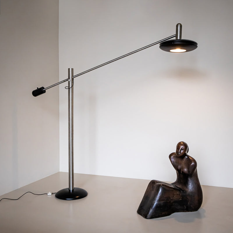 Large Floor Lamp with Long Arm, attributed to Selenova, Italy, Mid-20th Century