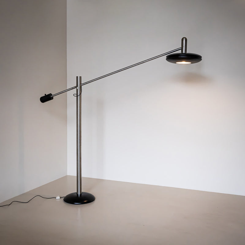 Large Floor Lamp with Long Arm, attributed to Selenova, Italy, Mid-20th Century
