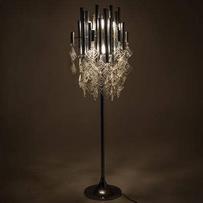 Modern Floor Lamp with Glass Drops, 20th Century