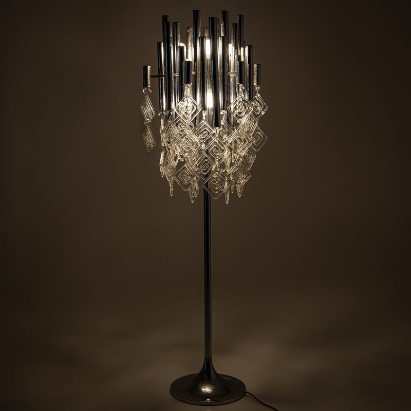 Modern Floor Lamp with Glass Drops, 20th Century