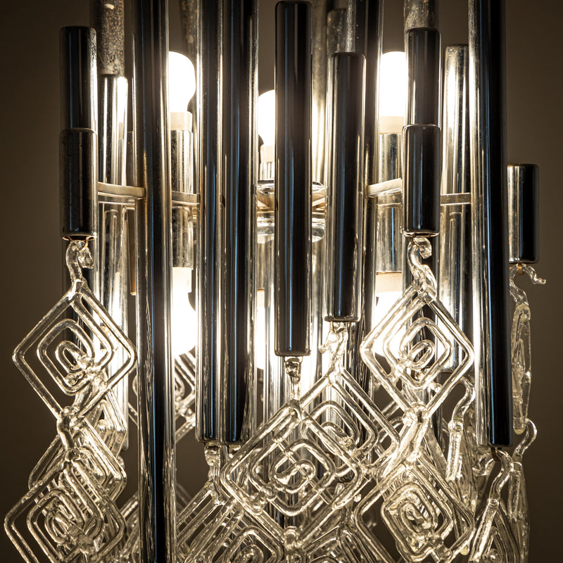 Modern Floor Lamp with Glass Drops, 20th Century