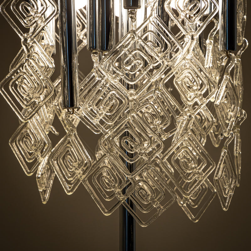 Modern Floor Lamp with Glass Drops, 20th Century