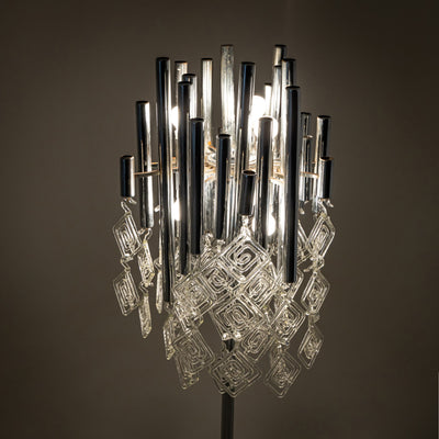 Modern Floor Lamp with Glass Drops, 20th Century