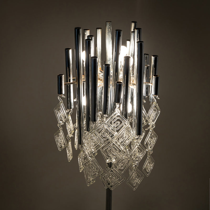 Modern Floor Lamp with Glass Drops, 20th Century