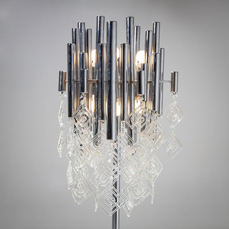 Modern Floor Lamp with Glass Drops, 20th Century