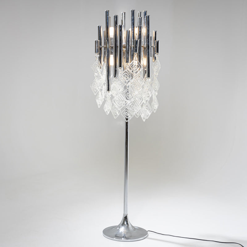 Modern Floor Lamp with Glass Drops, 20th Century