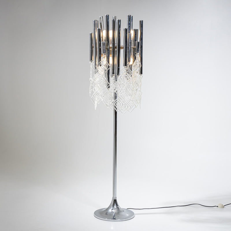 Modern Floor Lamp with Glass Drops, 20th Century