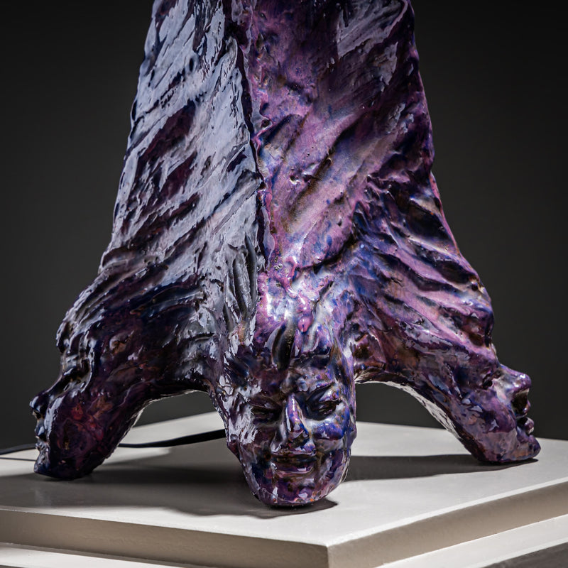 Violet Ceramic Table Lamp, France, Mid-20th Century