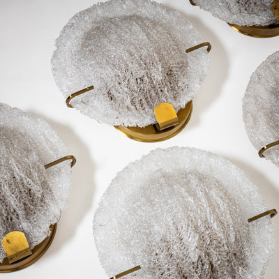 Set of Five Wall Lights with Glass Shades, Italy, Mid-20th Century