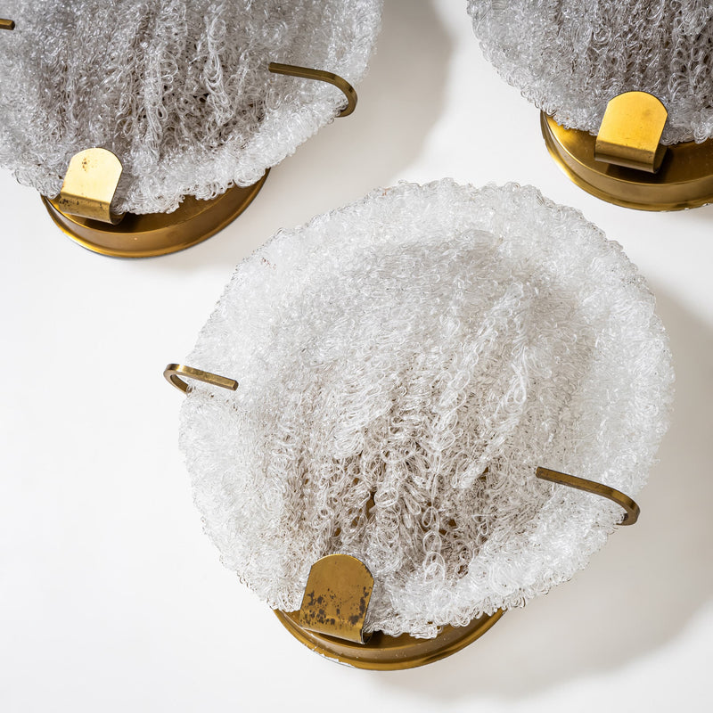 Set of Five Wall Lights with Glass Shades, Italy, Mid-20th Century