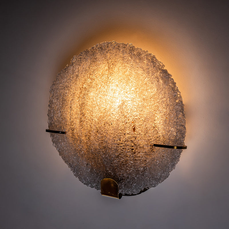 Set of Five Wall Lights with Glass Shades, Italy, Mid-20th Century