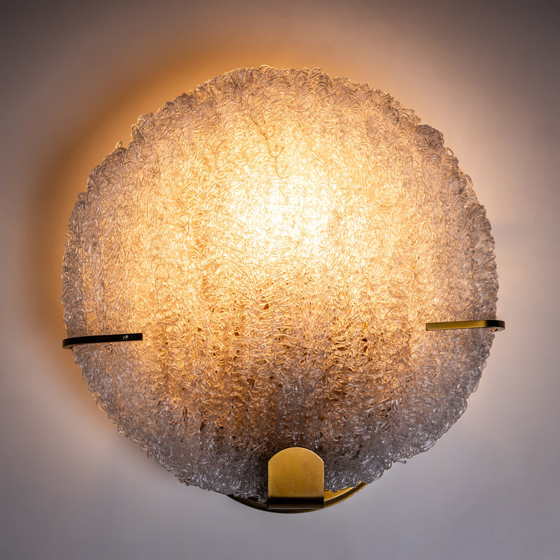 Set of Five Wall Lights with Glass Shades, Italy, Mid-20th Century