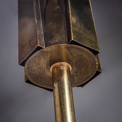 Pair of Brass and Marble Table Lamps, Probably Italy, 1960s/70s