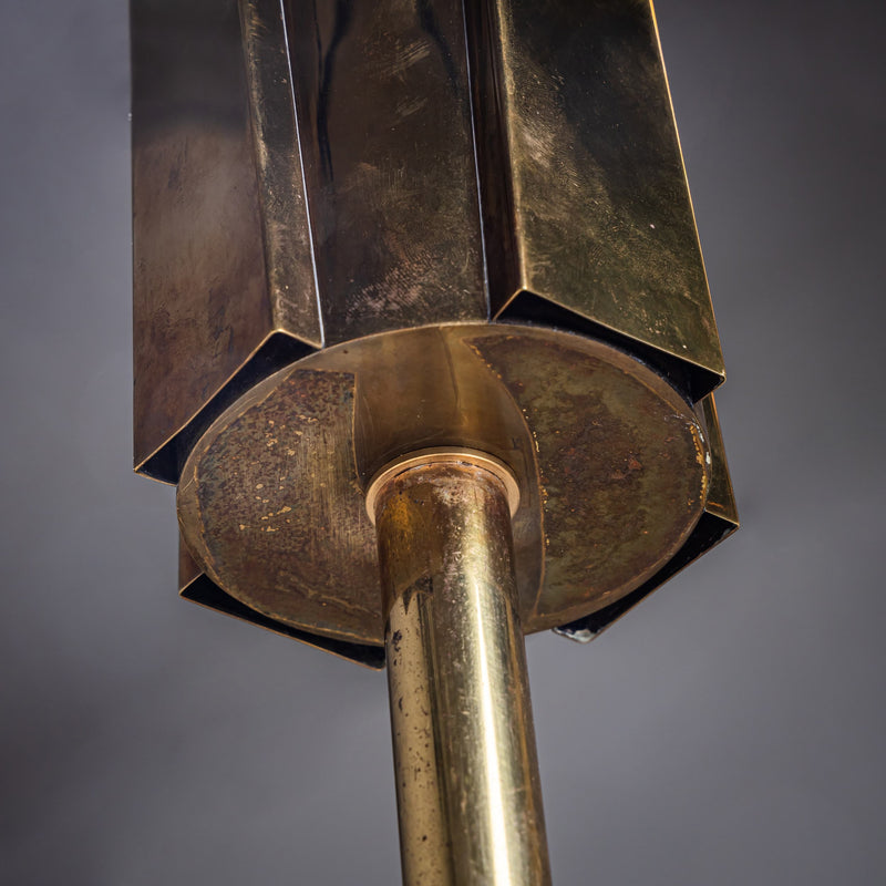 Pair of Brass and Marble Table Lamps, Probably Italy, 1960s/70s