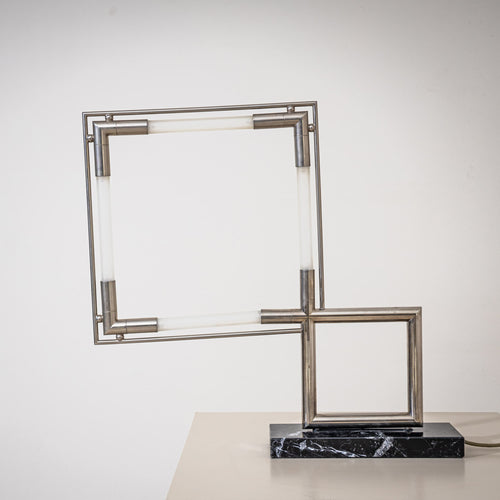 Table Lamp, Model “Quadro” by Jacques Adnet for Lumen Center Italia, Ed. 122/300, 1970s