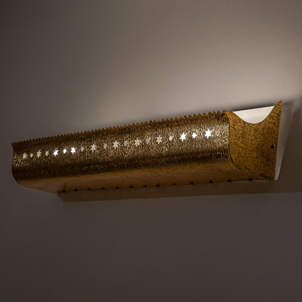 Large Hammered Brass Sconce, Italy, Mid-20th Century
