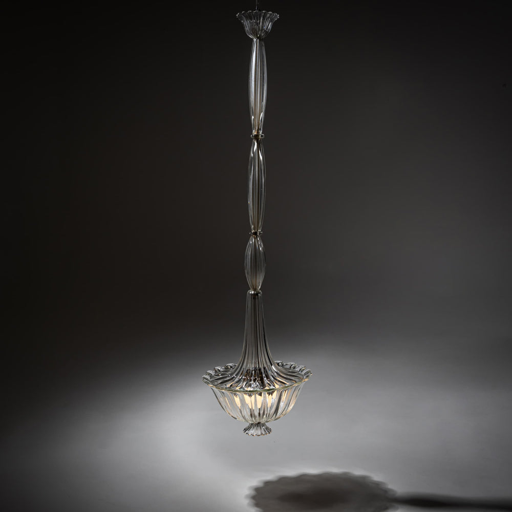 Murano Glass Pendant Lamp attributed to Barovier & Toso, Italy 1940s