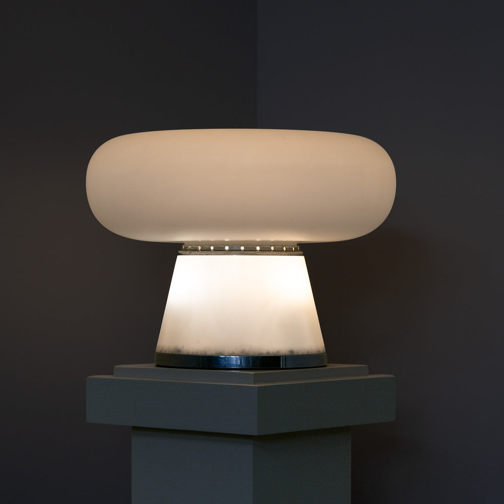 Opaline Glass Table Lamp, attributed to Fontana Arte, Italy, 1960s