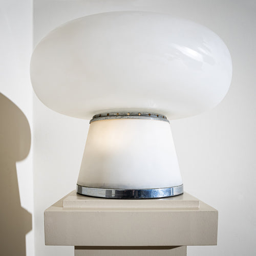 Opaline Glass Table Lamp, attributed to Fontana Arte, Italy, 1960s