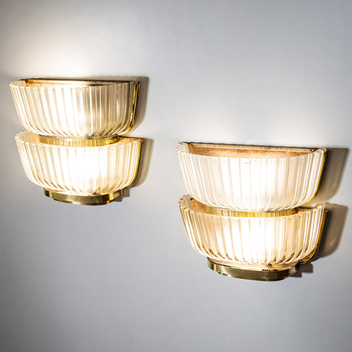 Pair of Art Deco Glass Wall Lights, attributed to Archimede Seguso, Italy, 1940s