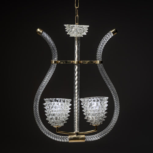 Murano Glass Pendant Light by Barovier & Toso, Italy, 1940s