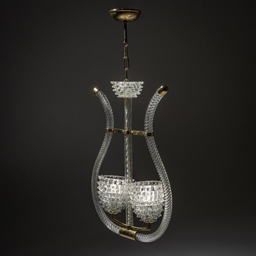Murano Glass Pendant Light by Barovier & Toso, Italy, 1940s