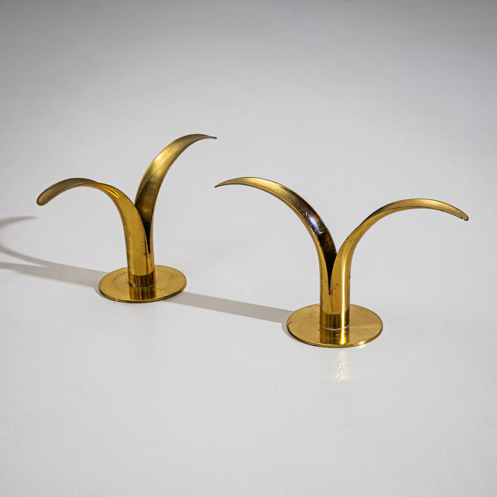 Pair of Brass Candle Holders by Ivar Ålenius Björk for Ystad Metall, Sweden, 1960s