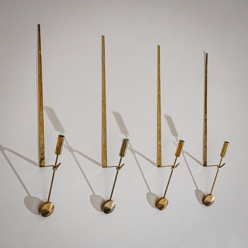 Set of Four Brass Wall Candle Holders Mod. 607 by Pierre Forssell for Skultuna, 1970s