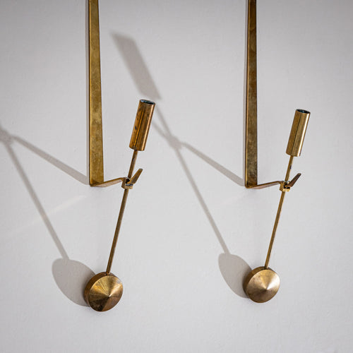 Set of Four Brass Wall Candle Holders Mod. 607 by Pierre Forssell for Skultuna, 1970s